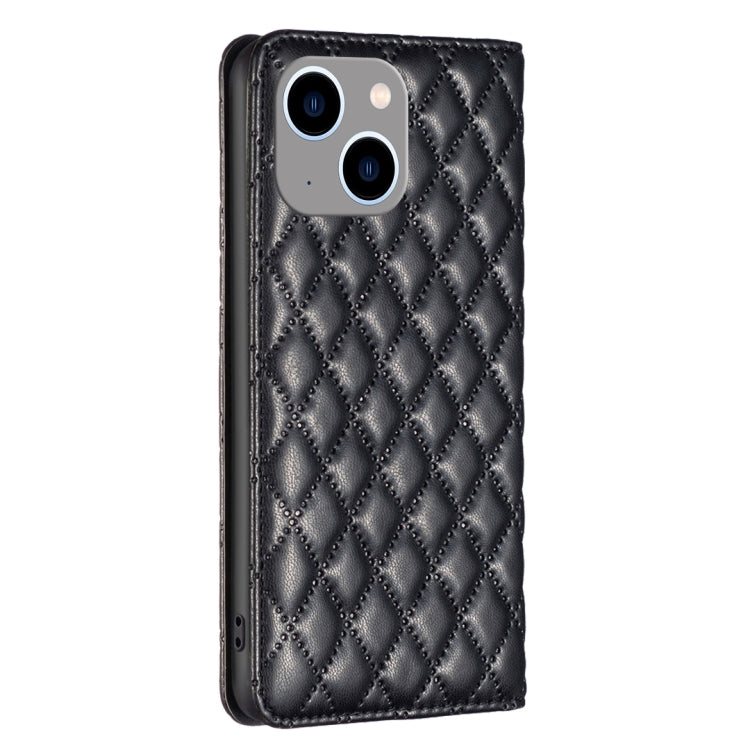 For iPhone 14 Plus Diamond Lattice Magnetic Leather Flip Phone Case