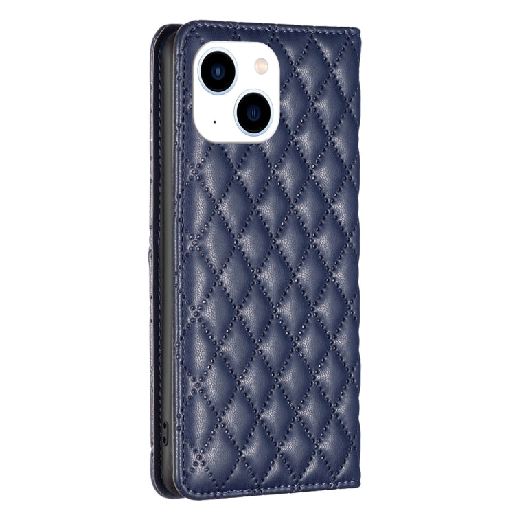 For iPhone 14 Diamond Lattice Magnetic Leather Flip Phone Case