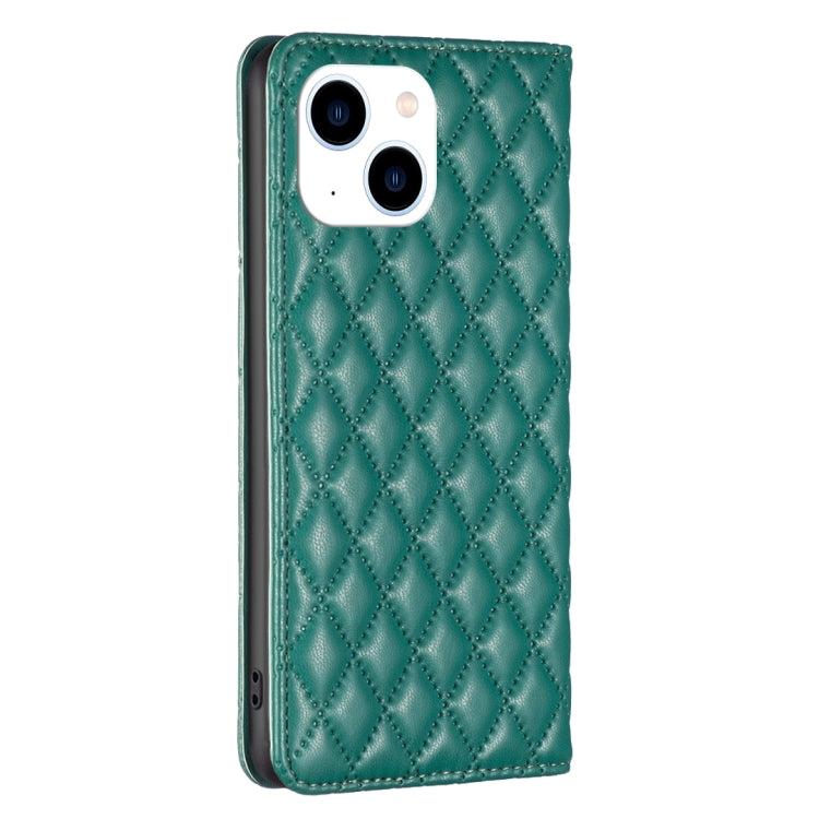For iPhone 14 Diamond Lattice Magnetic Leather Flip Phone Case