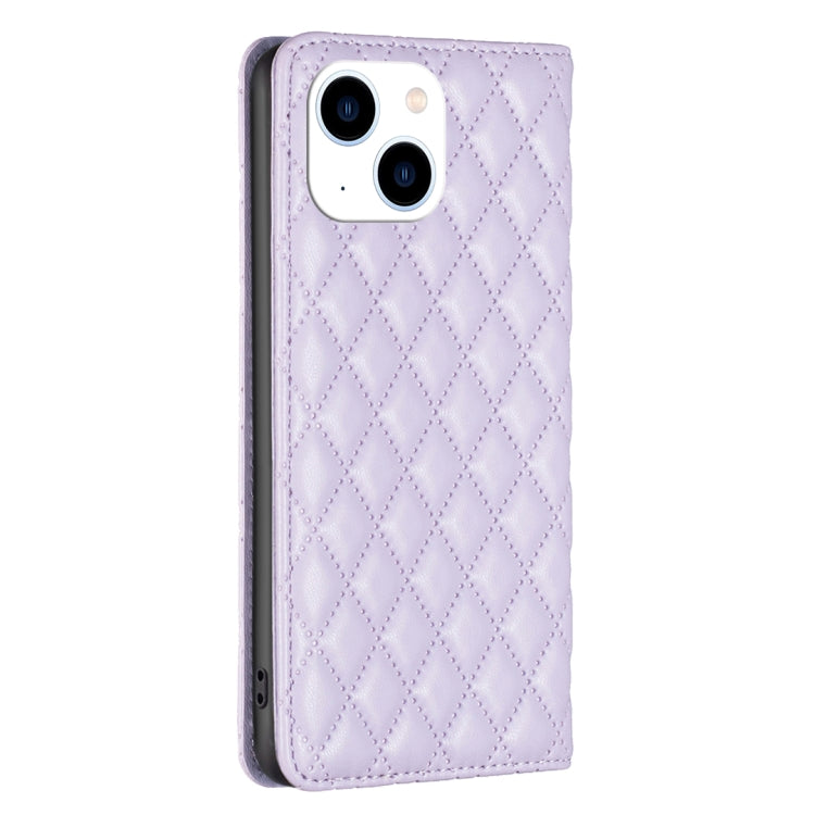 For iPhone 14 Diamond Lattice Magnetic Leather Flip Phone Case