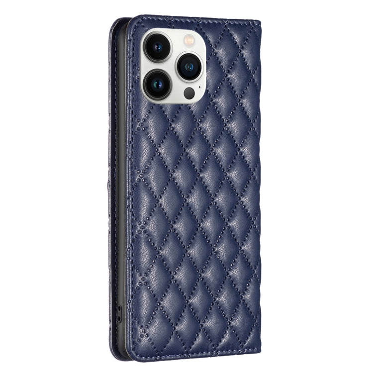 For iPhone 13 Pro Max Diamond Lattice Magnetic Leather Flip Phone Case