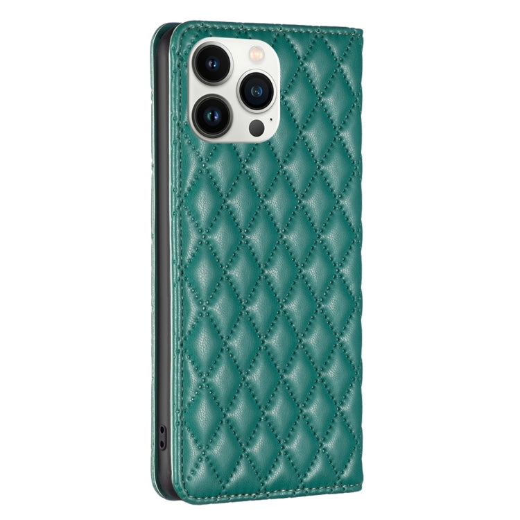 For iPhone 13 Pro Max Diamond Lattice Magnetic Leather Flip Phone Case