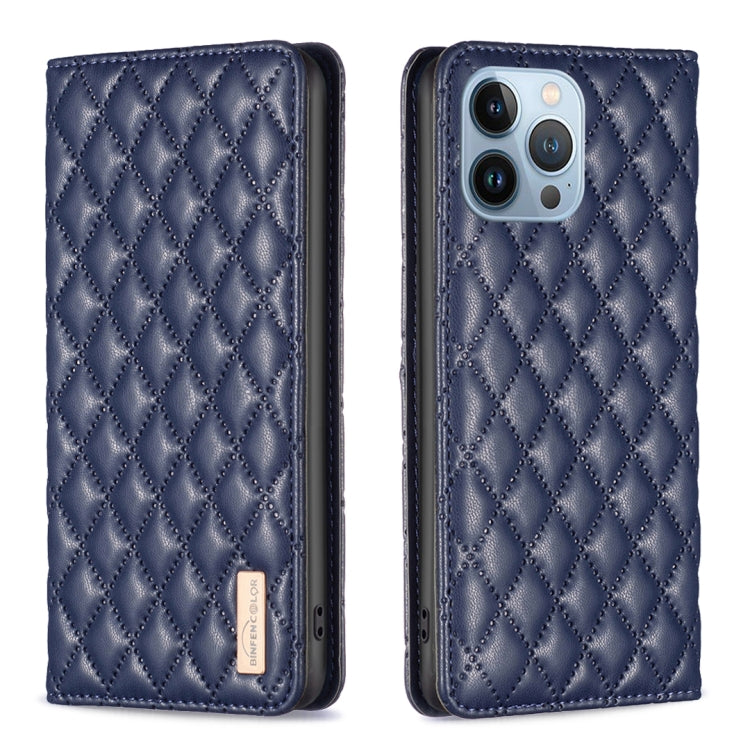 For iPhone 13 Pro Diamond Lattice Magnetic Leather Flip Phone Case