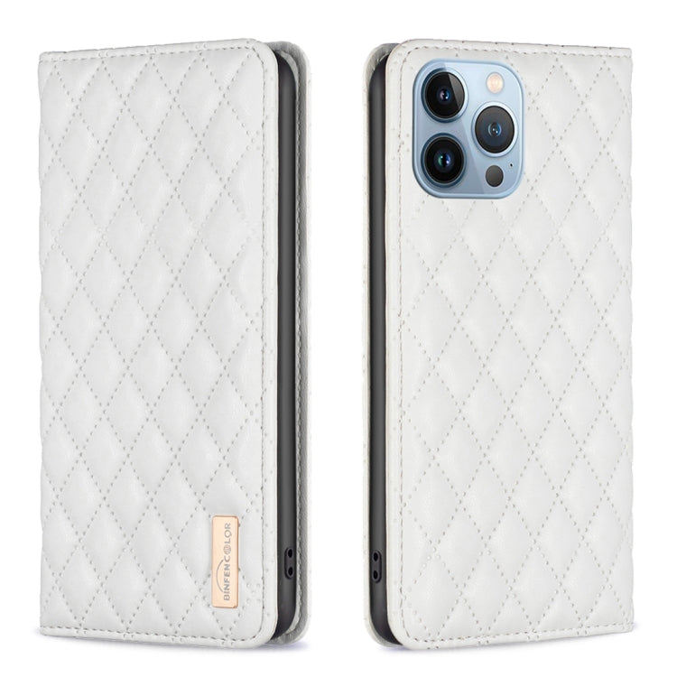 For iPhone 13 Pro Diamond Lattice Magnetic Leather Flip Phone Case