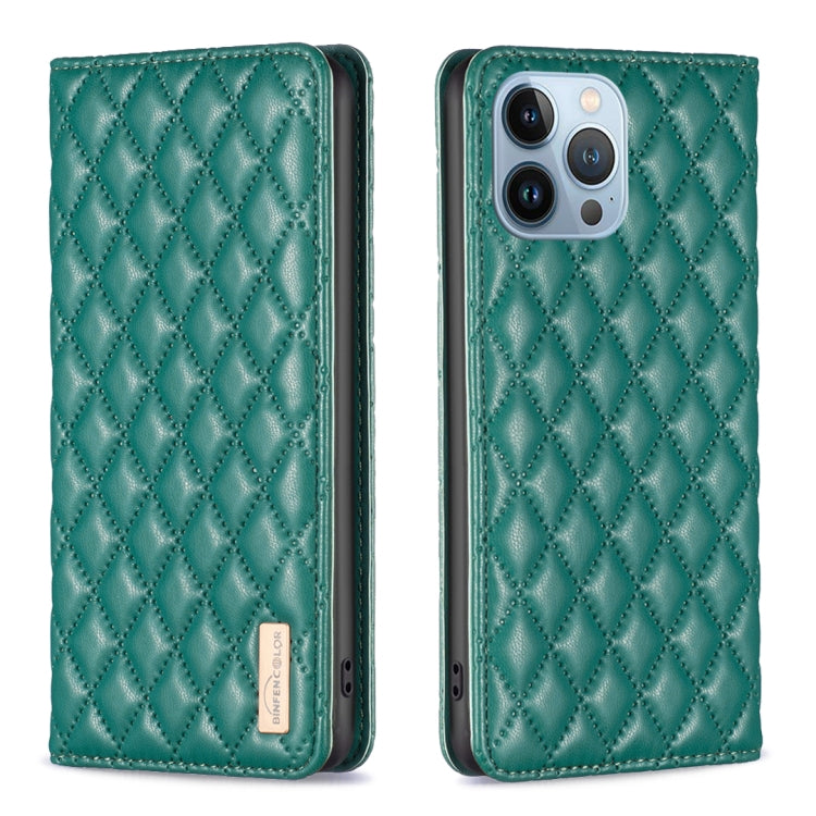 For iPhone 13 Pro Diamond Lattice Magnetic Leather Flip Phone Case