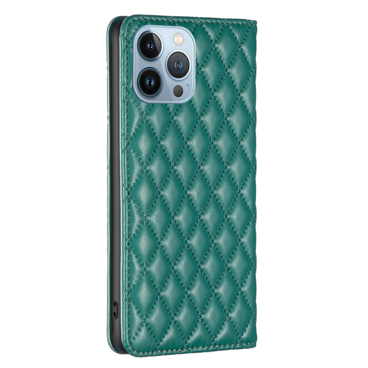 For iPhone 13 Pro Diamond Lattice Magnetic Leather Flip Phone Case
