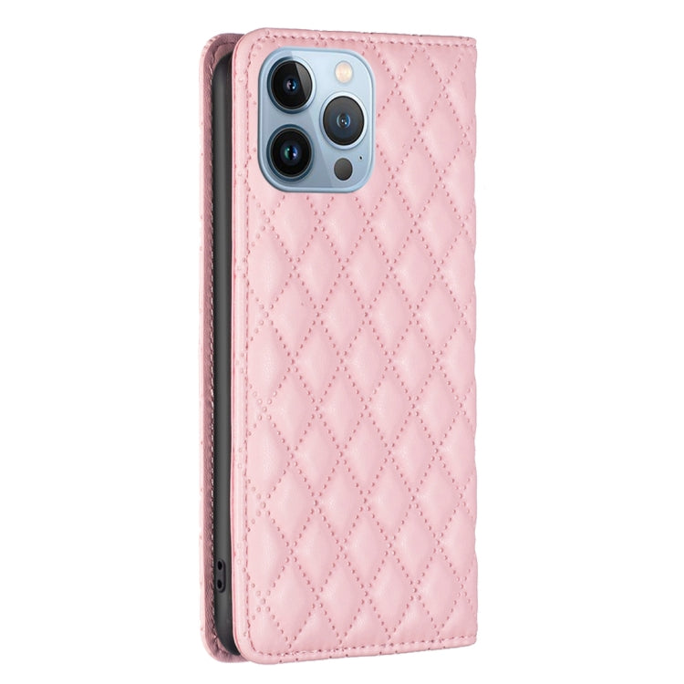 For iPhone 13 Pro Diamond Lattice Magnetic Leather Flip Phone Case