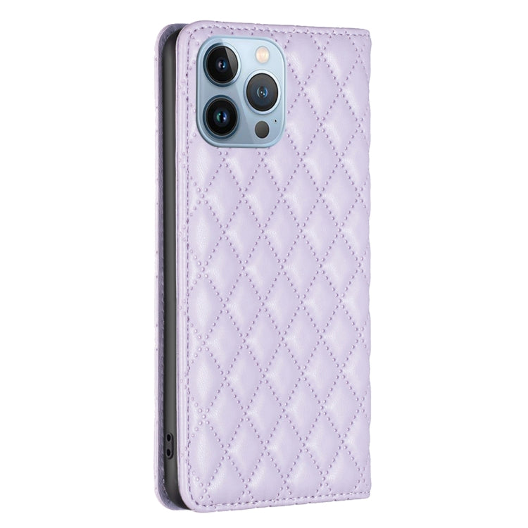 For iPhone 13 Pro Diamond Lattice Magnetic Leather Flip Phone Case