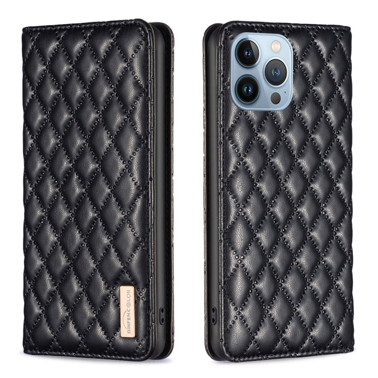 For iPhone 13 Pro Diamond Lattice Magnetic Leather Flip Phone Case