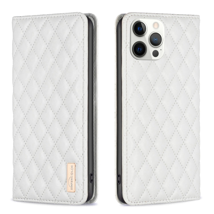 For iPhone 12 Pro Max Diamond Lattice Magnetic Leather Flip Phone Case