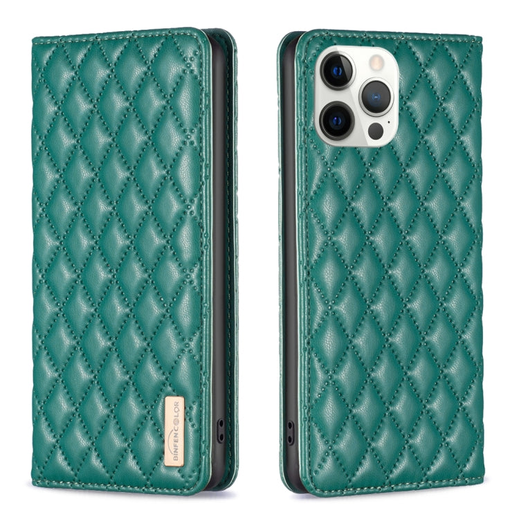 For iPhone 12 Pro Max Diamond Lattice Magnetic Leather Flip Phone Case