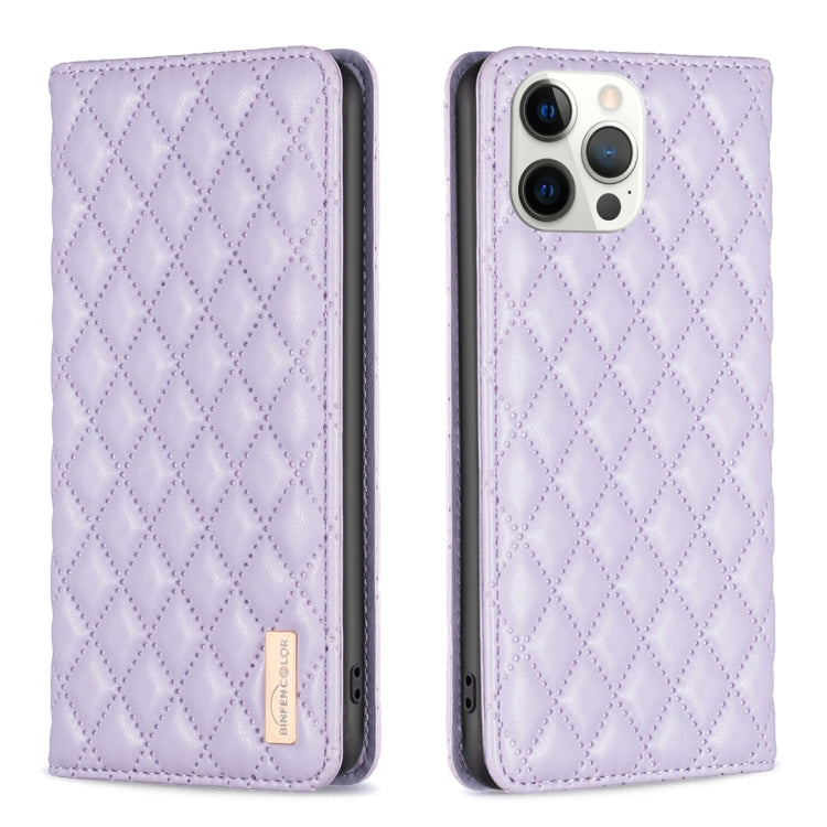 For iPhone 12 Pro Max Diamond Lattice Magnetic Leather Flip Phone Case