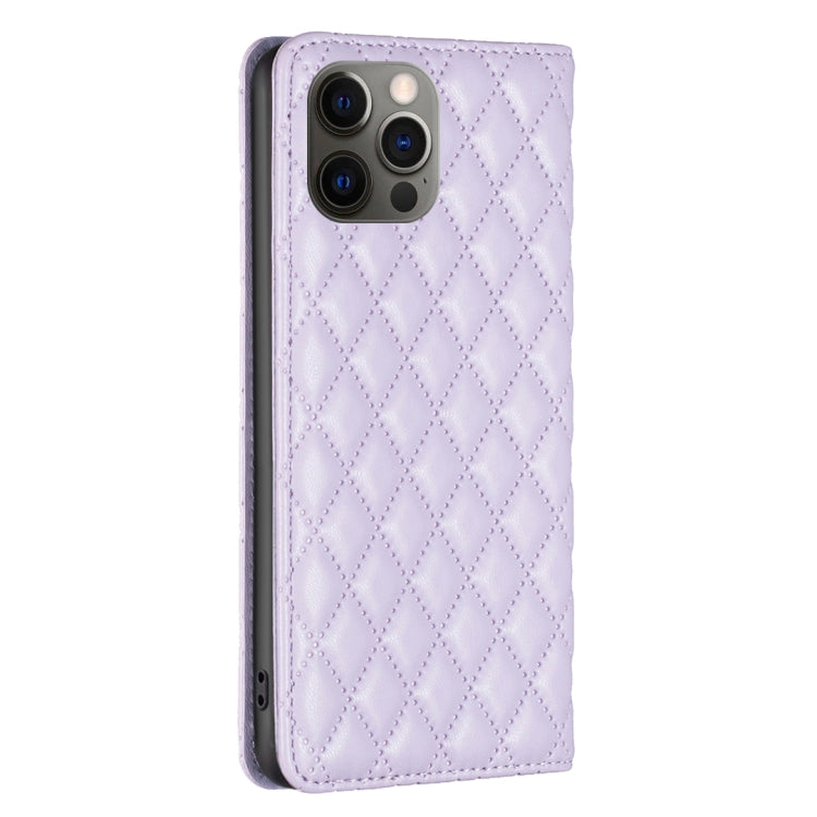 For iPhone 12 / 12 Pro Diamond Lattice Magnetic Leather Flip Phone Case