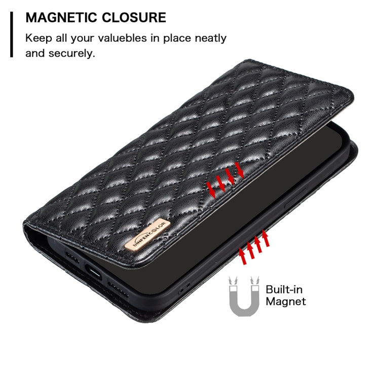 For iPhone 12 / 12 Pro Diamond Lattice Magnetic Leather Flip Phone Case