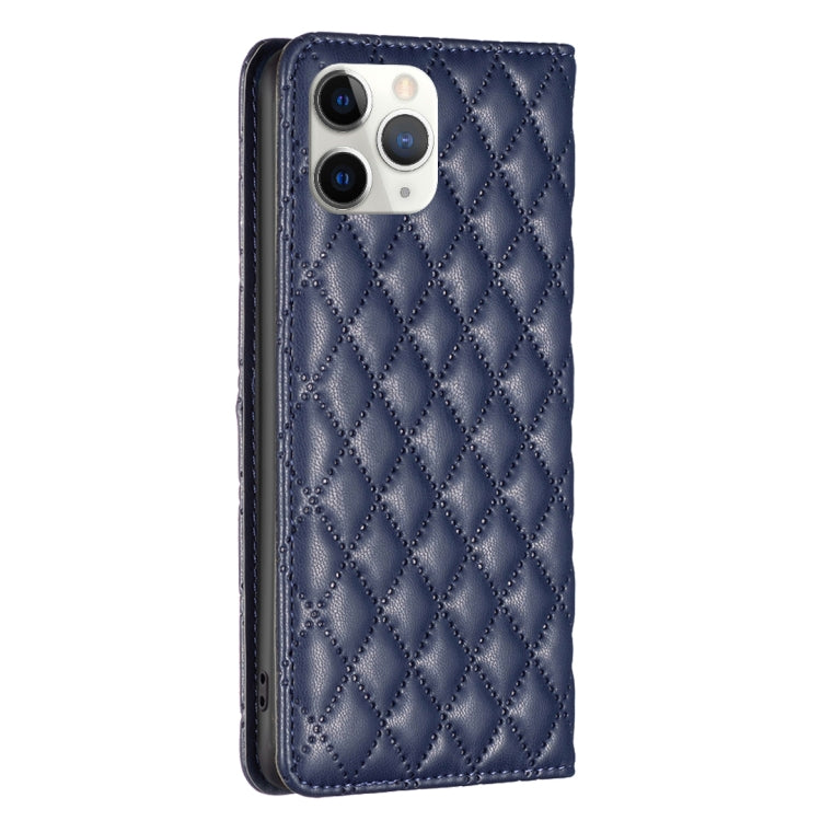For iPhone 11 Pro Max Diamond Lattice Magnetic Leather Flip Phone Case