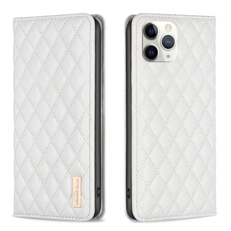 For iPhone 11 Pro Max Diamond Lattice Magnetic Leather Flip Phone Case
