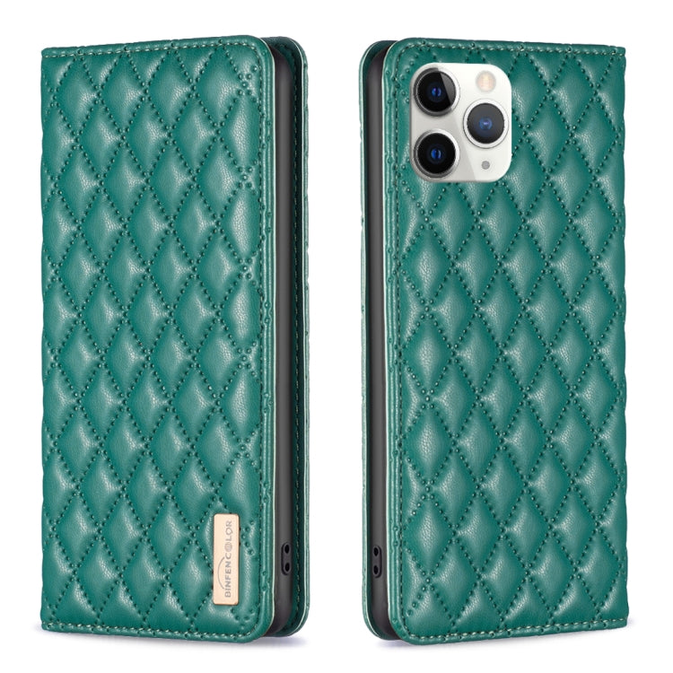 For iPhone 11 Pro Max Diamond Lattice Magnetic Leather Flip Phone Case