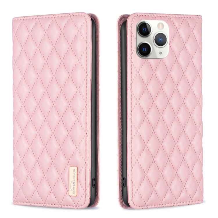 For iPhone 11 Pro Max Diamond Lattice Magnetic Leather Flip Phone Case