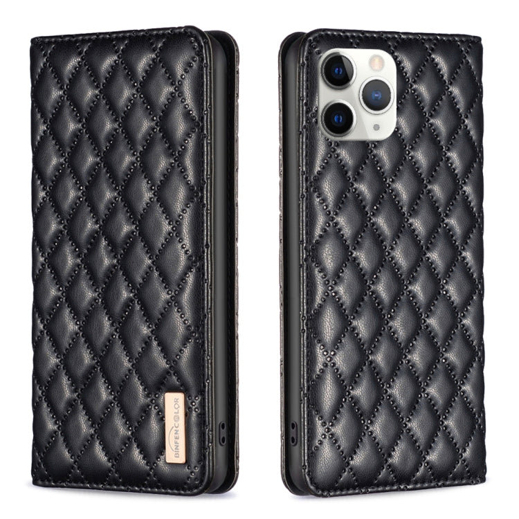 For iPhone 11 Pro Max Diamond Lattice Magnetic Leather Flip Phone Case