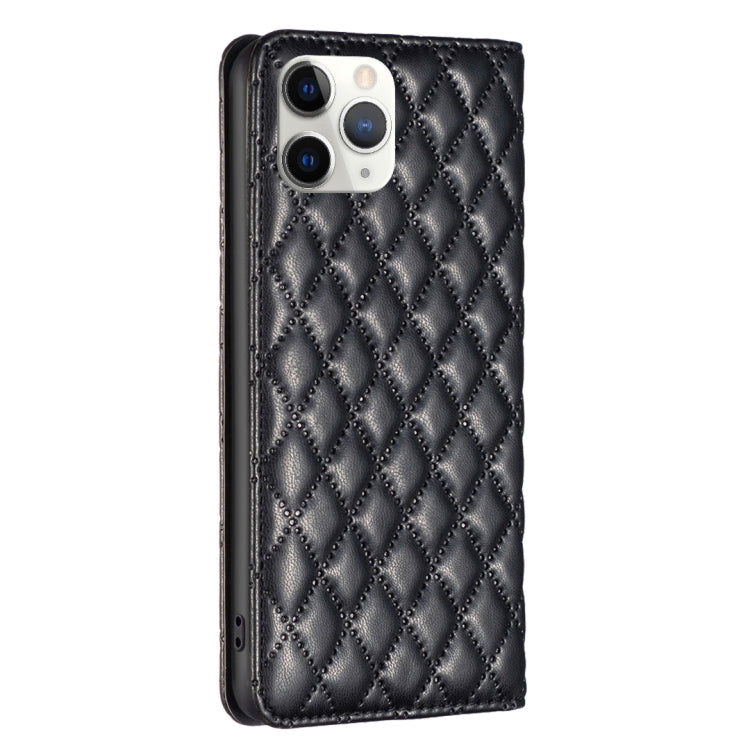For iPhone 11 Pro Max Diamond Lattice Magnetic Leather Flip Phone Case