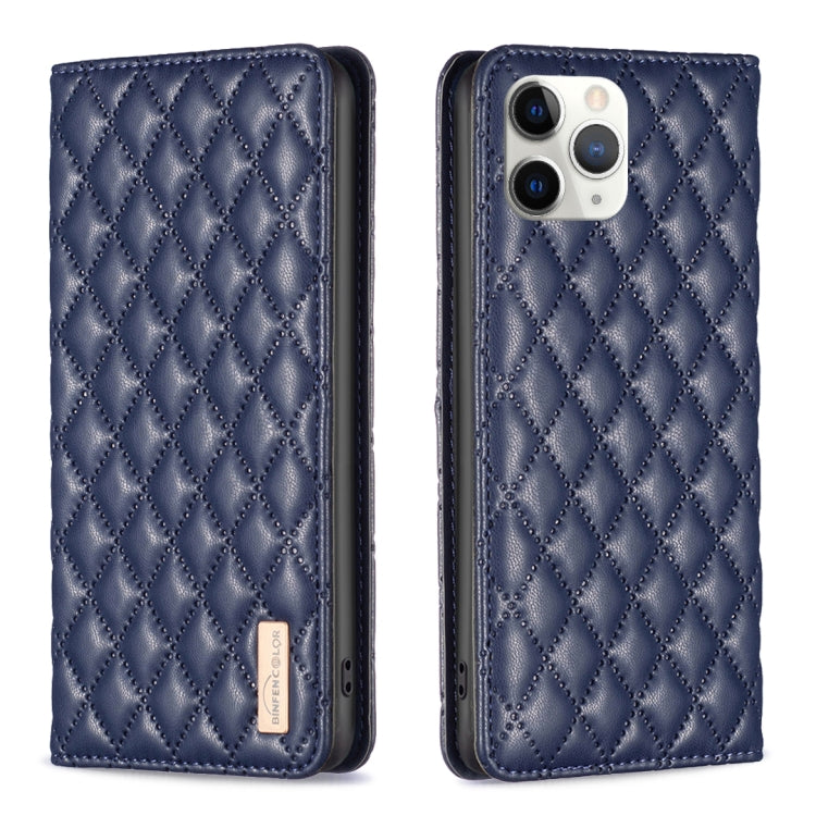 For iPhone 11 Pro Diamond Lattice Magnetic Leather Flip Phone Case