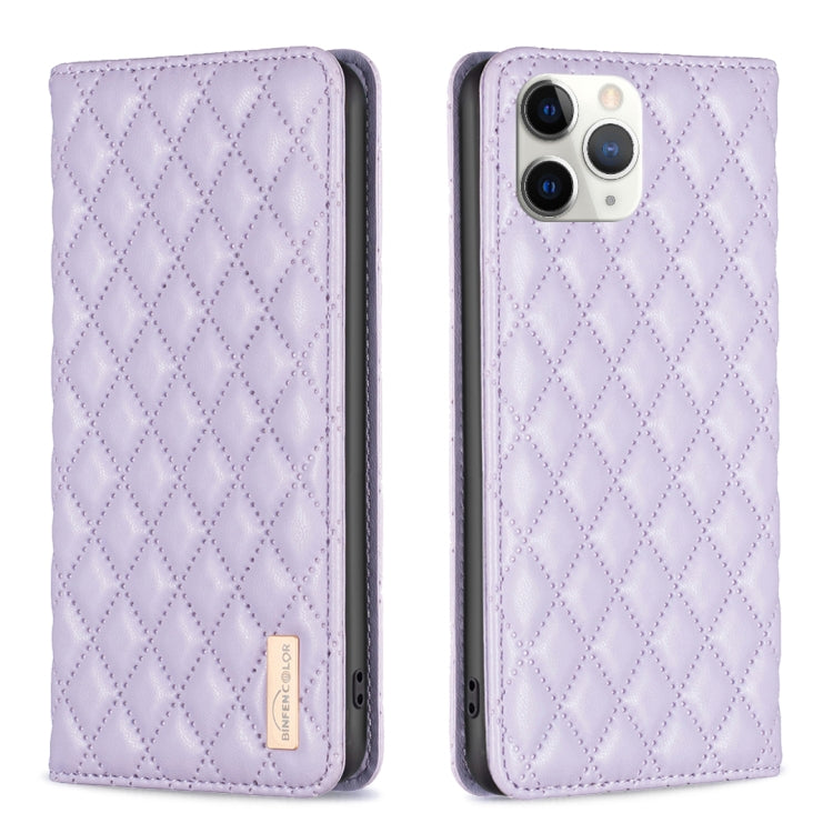For iPhone 11 Pro Diamond Lattice Magnetic Leather Flip Phone Case