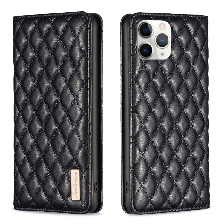 For iPhone 11 Pro Diamond Lattice Magnetic Leather Flip Phone Case