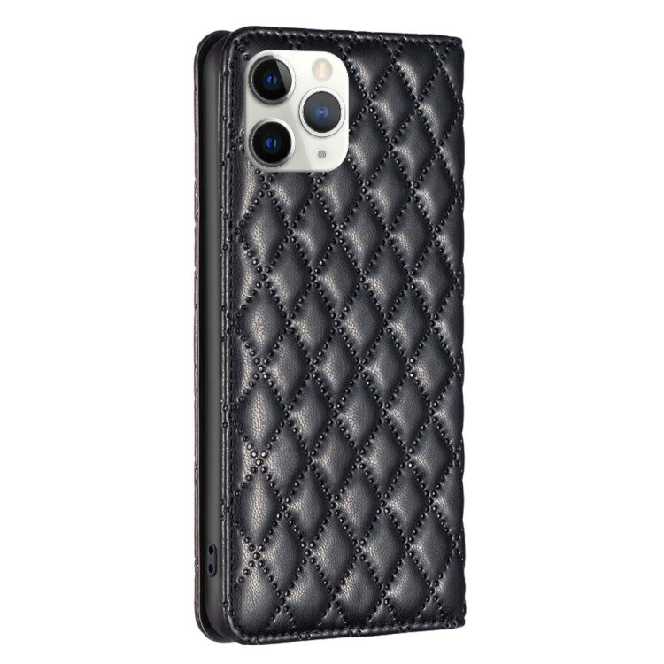 For iPhone 11 Pro Diamond Lattice Magnetic Leather Flip Phone Case