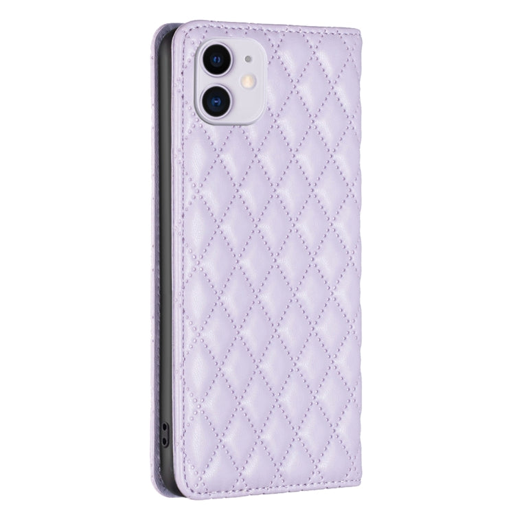 For iPhone 11 Diamond Lattice Magnetic Leather Flip Phone Case