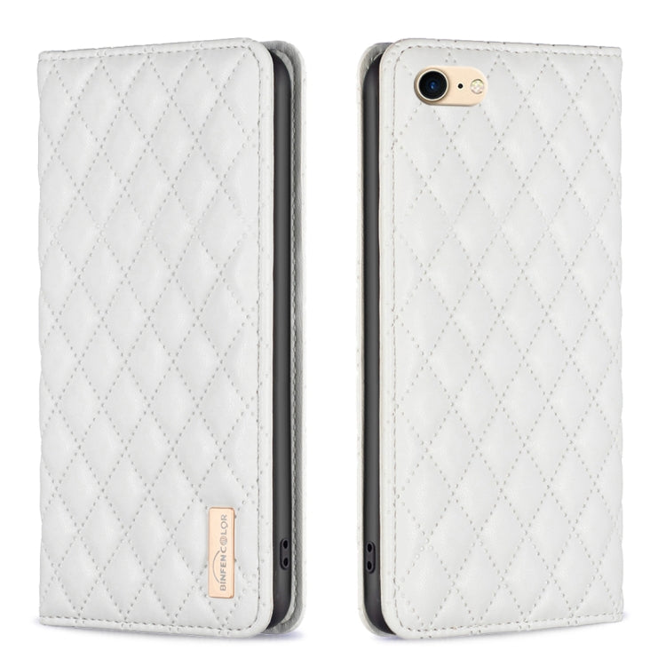 For iPhone SE 2022 / SE 2020 / 8 / 7 Diamond Lattice Magnetic Leather Flip Phone Case