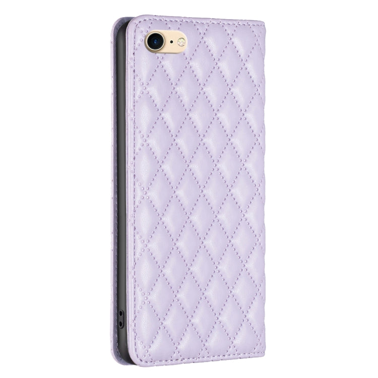For iPhone SE 2022 / SE 2020 / 8 / 7 Diamond Lattice Magnetic Leather Flip Phone Case