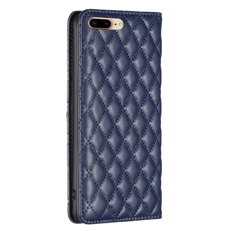 For iPhone 8 Plus / 7 Plus Diamond Lattice Magnetic Leather Flip Phone Case