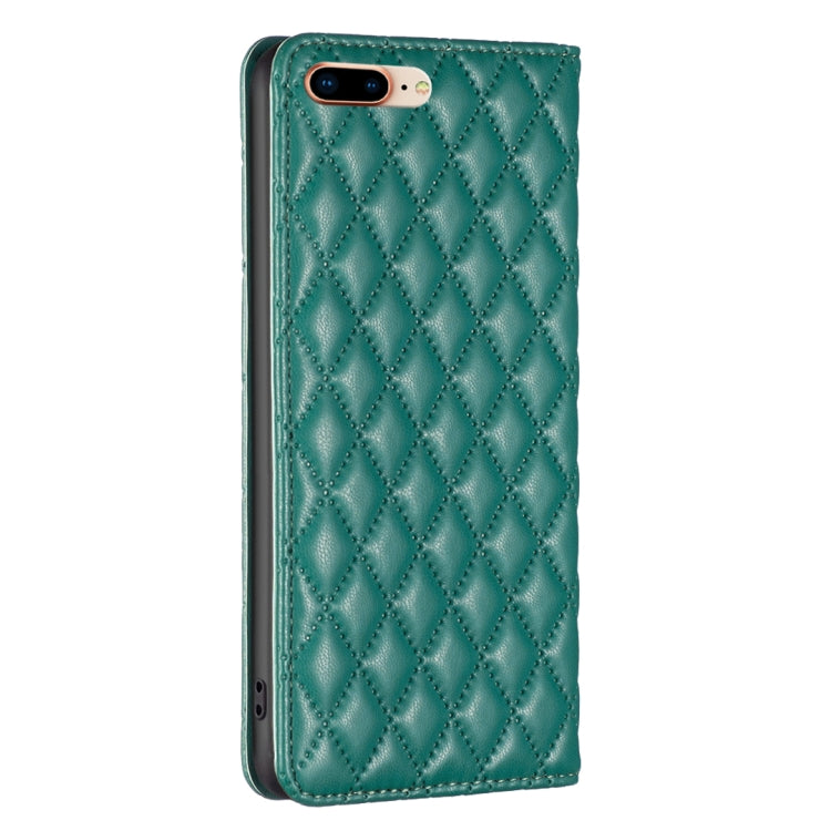 For iPhone 8 Plus / 7 Plus Diamond Lattice Magnetic Leather Flip Phone Case