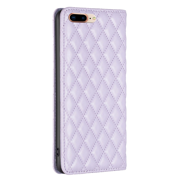 For iPhone 8 Plus / 7 Plus Diamond Lattice Magnetic Leather Flip Phone Case