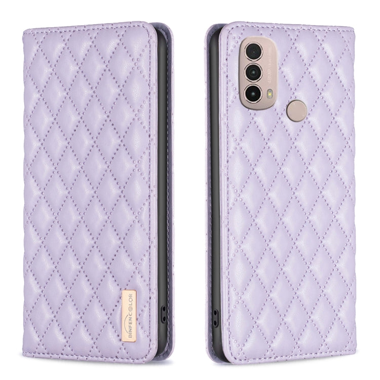 For Motorola Moto E30 / E40 Diamond Lattice Magnetic Leather Flip Phone Case