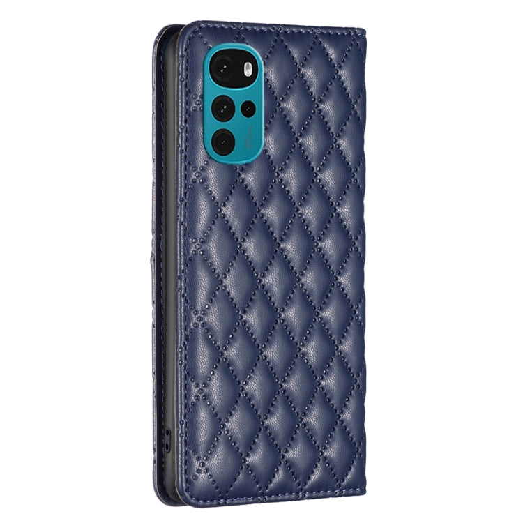 For Motorola Moto G22 Diamond Lattice Magnetic Leather Flip Phone Case