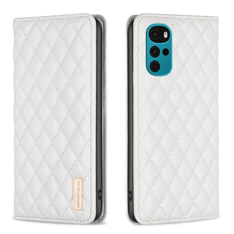 For Motorola Moto G22 Diamond Lattice Magnetic Leather Flip Phone Case