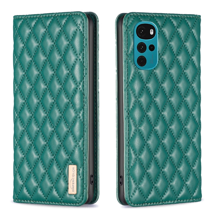 For Motorola Moto G22 Diamond Lattice Magnetic Leather Flip Phone Case