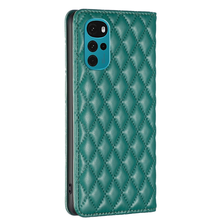 For Motorola Moto G22 Diamond Lattice Magnetic Leather Flip Phone Case