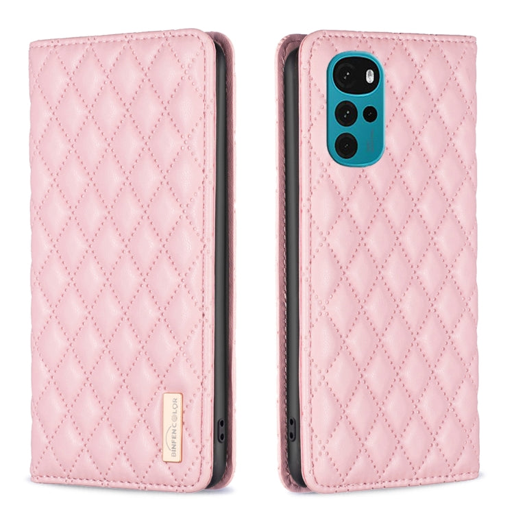For Motorola Moto G22 Diamond Lattice Magnetic Leather Flip Phone Case