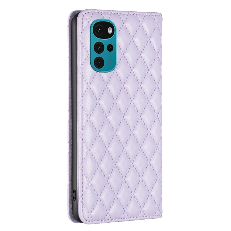 For Motorola Moto G22 Diamond Lattice Magnetic Leather Flip Phone Case