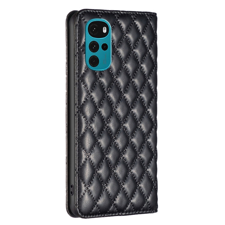 For Motorola Moto G22 Diamond Lattice Magnetic Leather Flip Phone Case