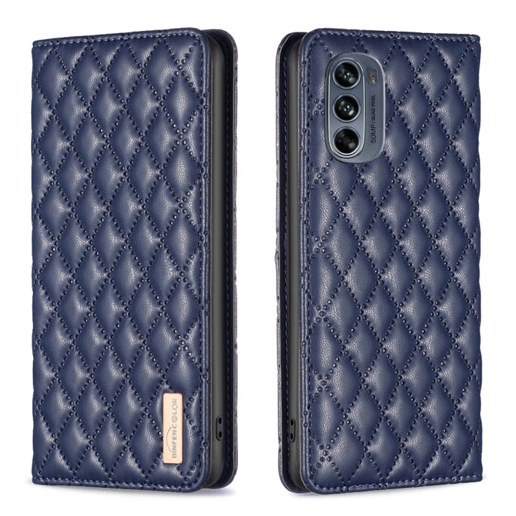 For Motorola Moto G62 Diamond Lattice Magnetic Leather Flip Phone Case
