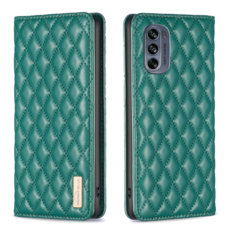 For Motorola Moto G62 Diamond Lattice Magnetic Leather Flip Phone Case