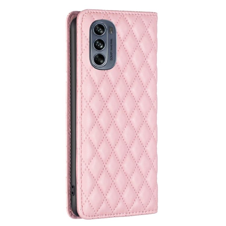 For Motorola Moto G62 Diamond Lattice Magnetic Leather Flip Phone Case