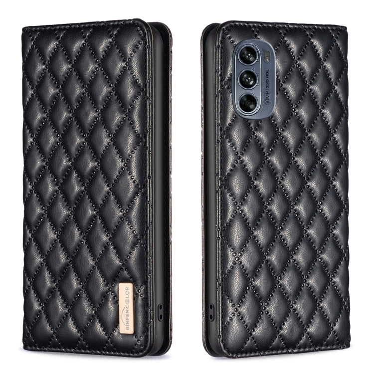 For Motorola Moto G62 Diamond Lattice Magnetic Leather Flip Phone Case