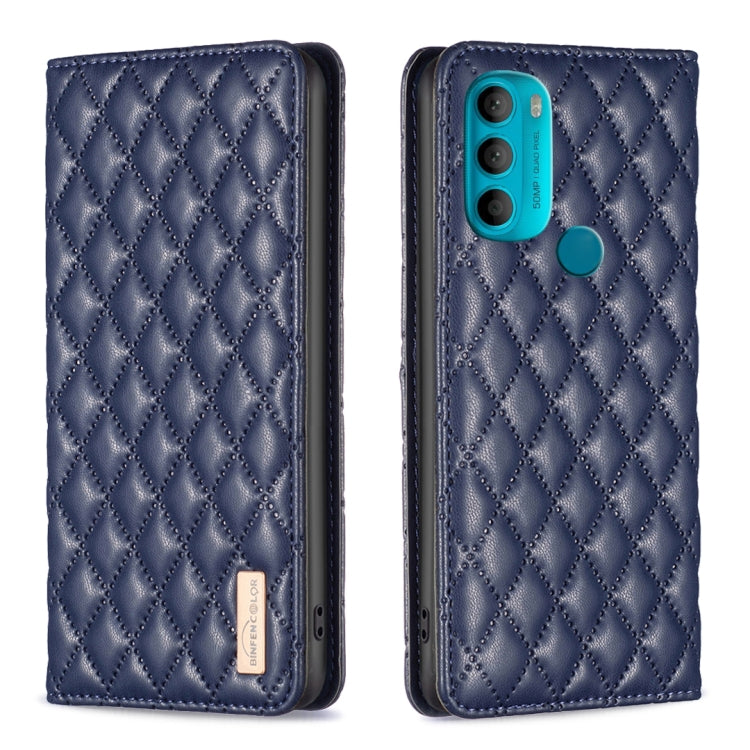 For Motorola Moto G71 Diamond Lattice Magnetic Leather Flip Phone Case