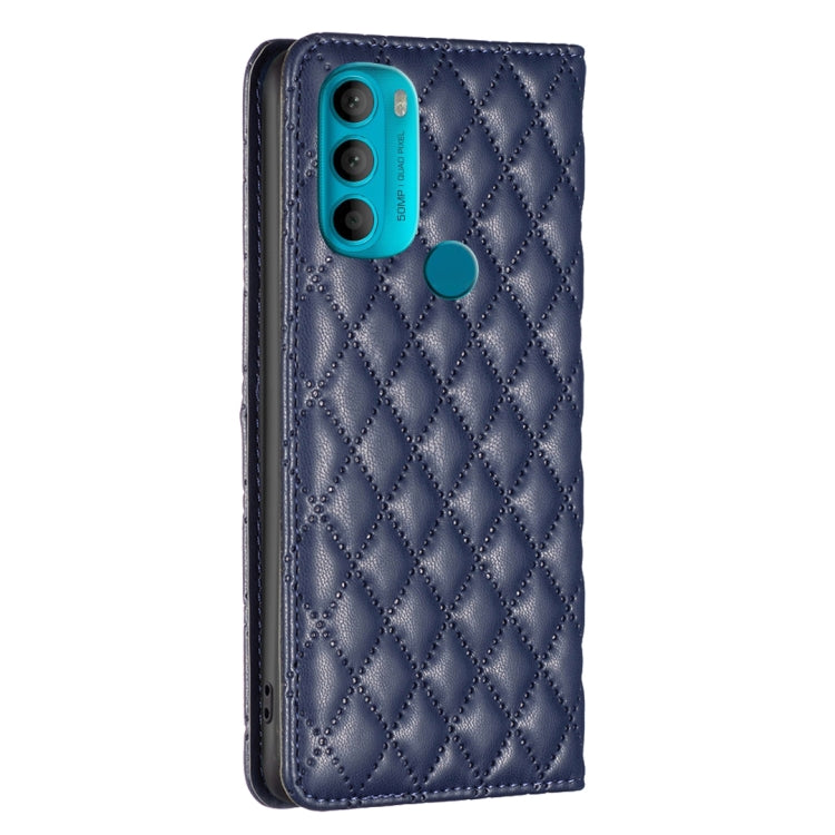 For Motorola Moto G71 Diamond Lattice Magnetic Leather Flip Phone Case