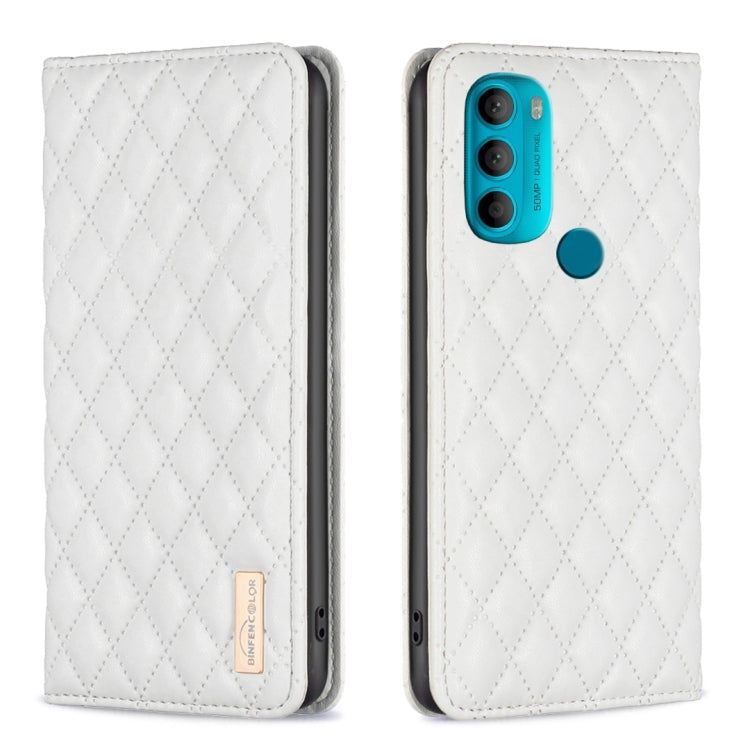 For Motorola Moto G71 Diamond Lattice Magnetic Leather Flip Phone Case