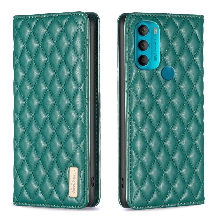 For Motorola Moto G71 Diamond Lattice Magnetic Leather Flip Phone Case